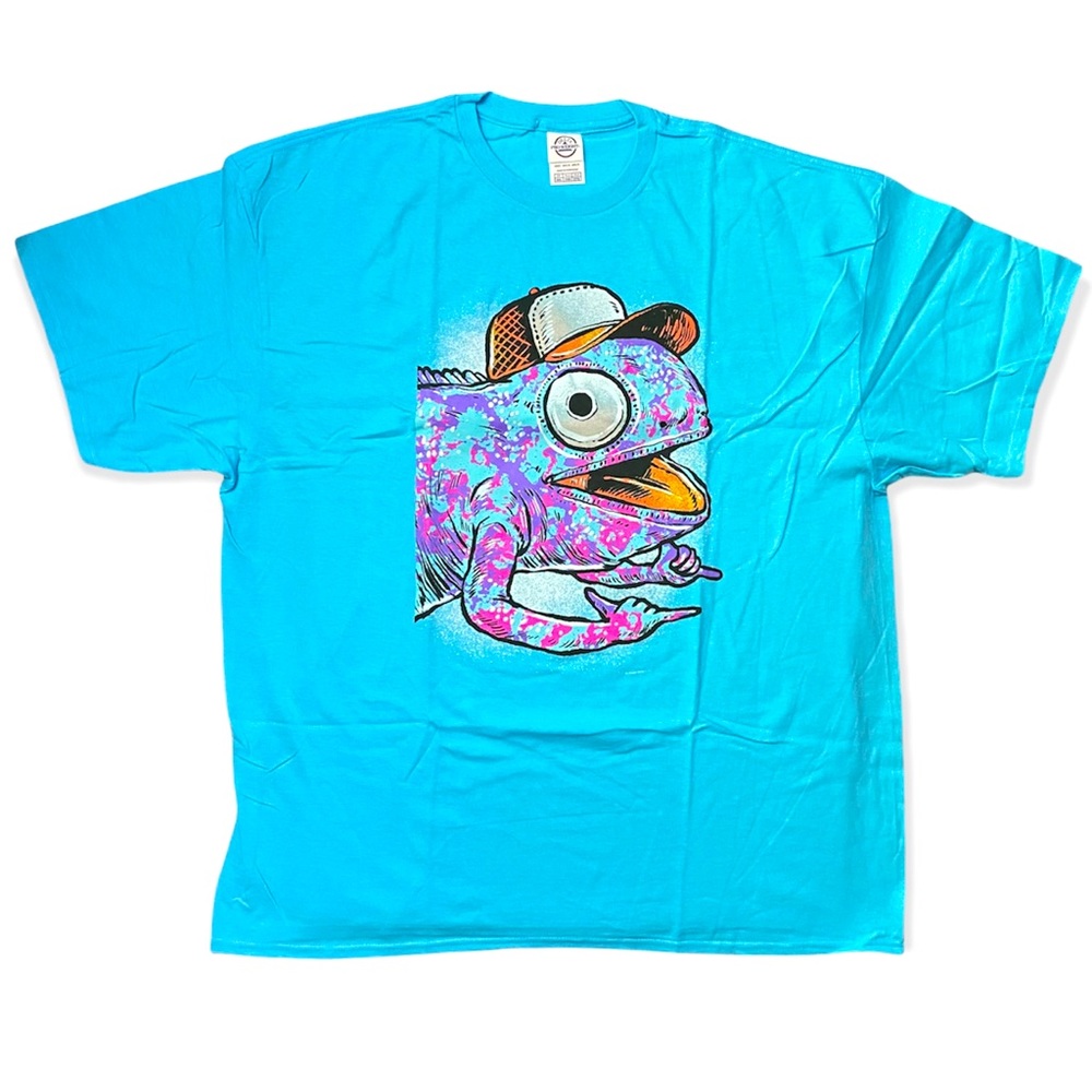 Lizard Iguana Chameleon Graphic Print Blue Crew T-Shirt
Unisex-Adult 2XL-NWOT